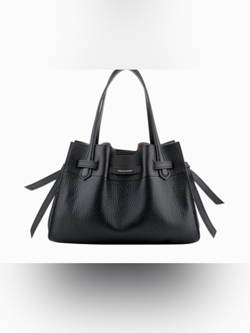 Pourchet Large Black Leather Blossom Tote Bag - MM Satchel
